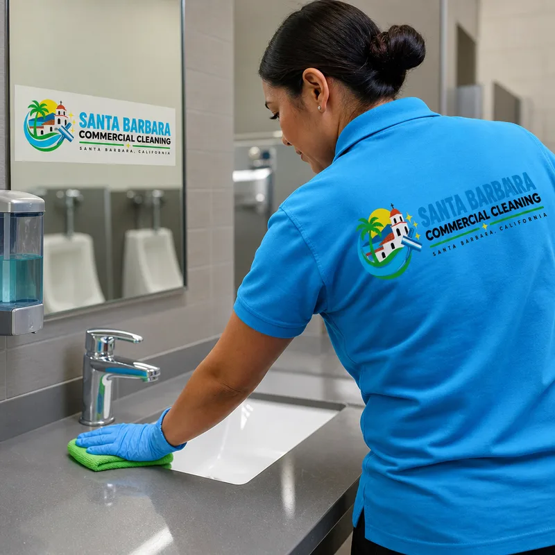 Careful detail cleaning of high-finish commercial interior surfaces in Montecito, California