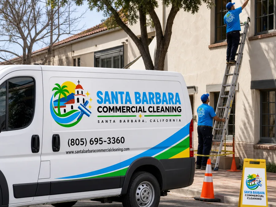Commercial cleaning crew servicing a warehouse and office facility in Oxnard, California